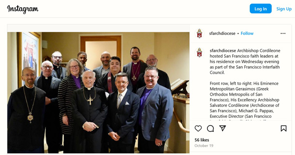 Cordileone interfaith meeting instagram